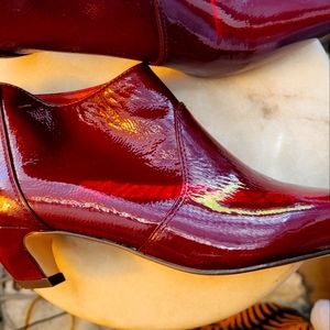 Nine West burgundy patent booties.